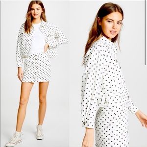 Re: Named white & black polka dot cropped jacket